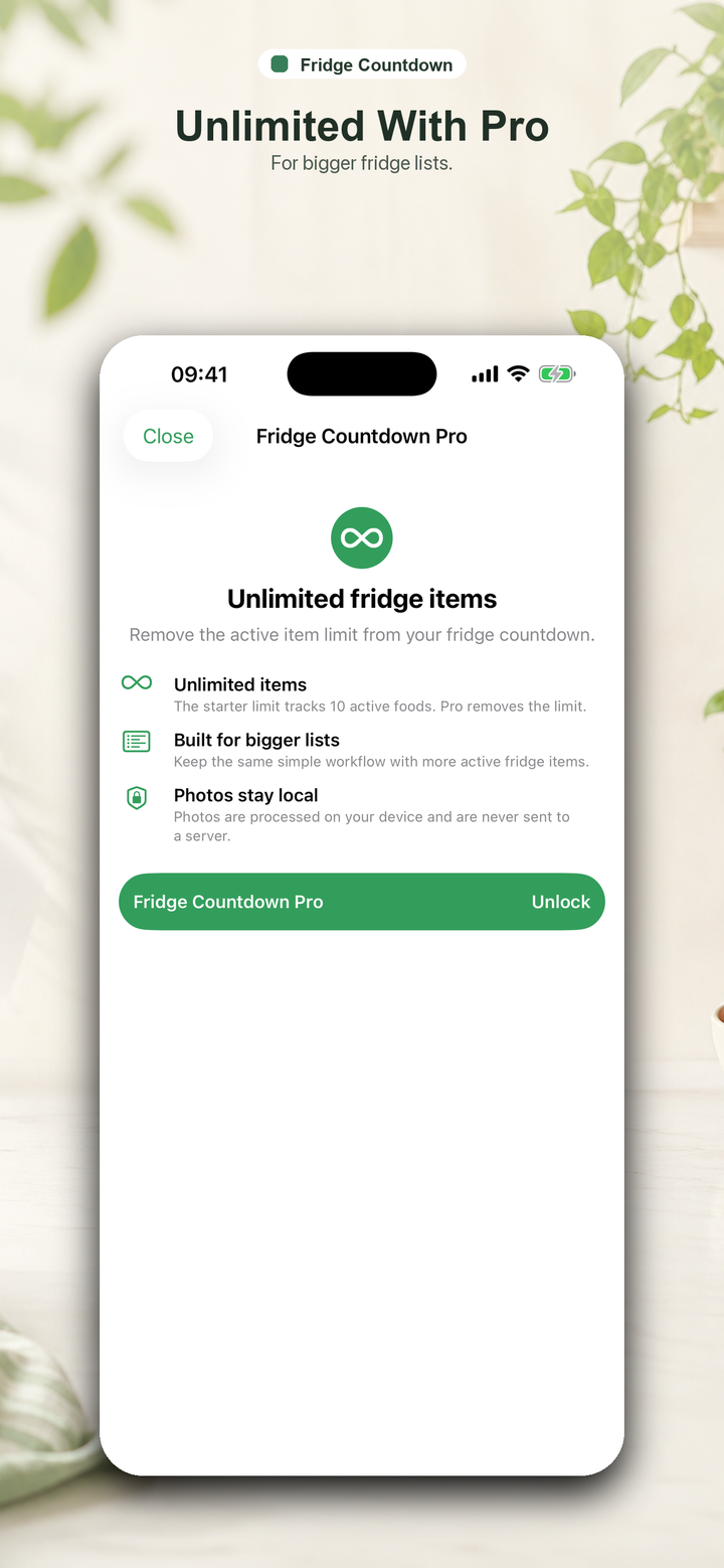Fridge Countdown Pro screen