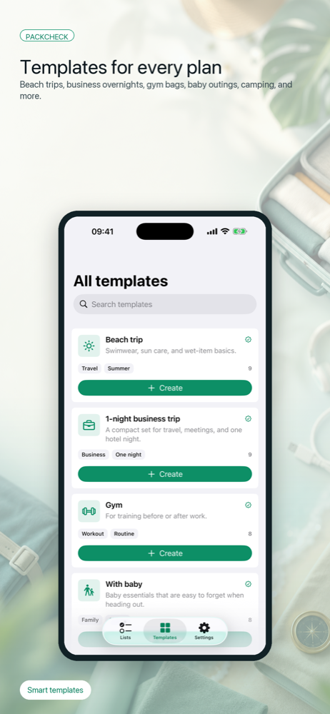 PackCheck template gallery